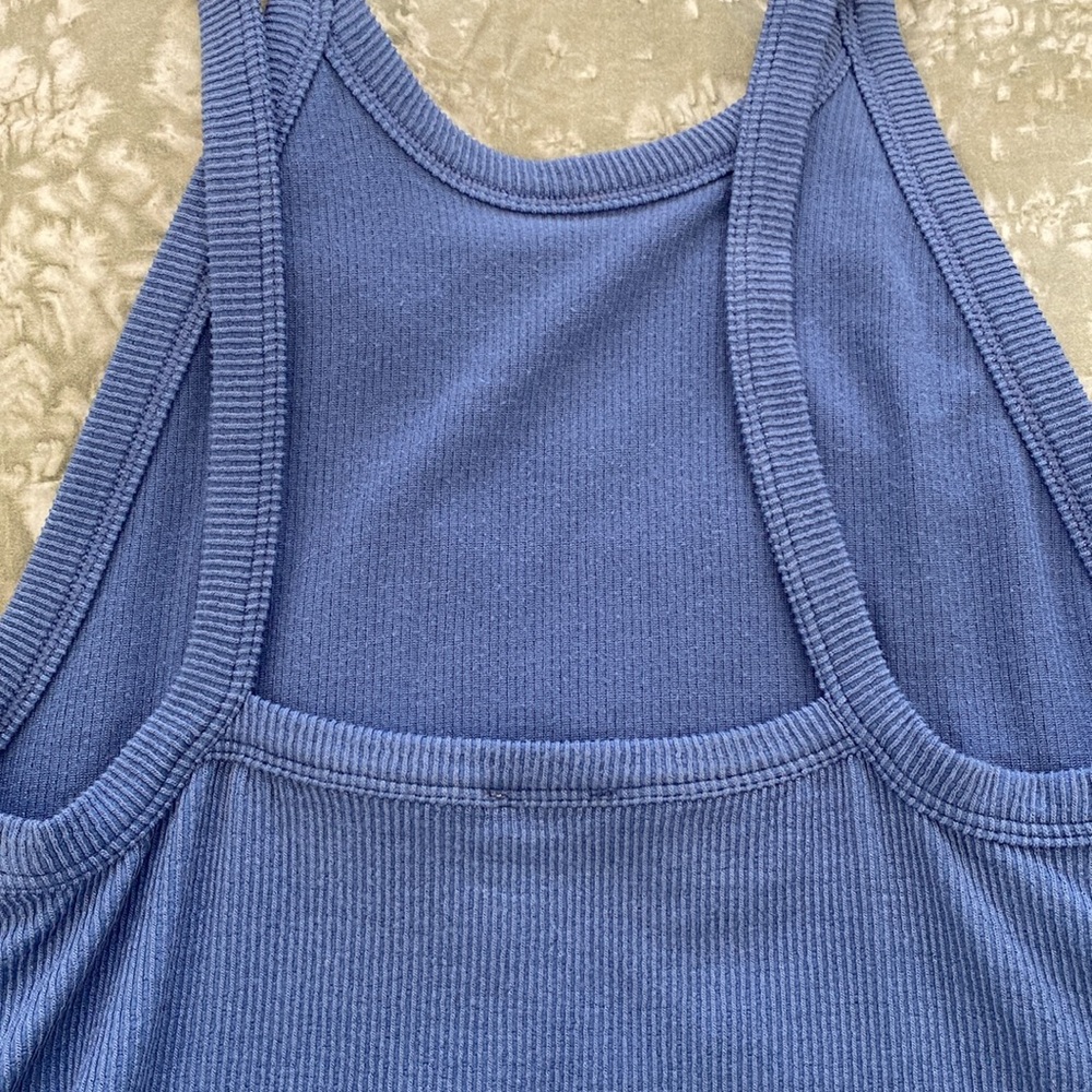 Free People Ribbed Low Back Blue Tank Top - Picture 5 of 5